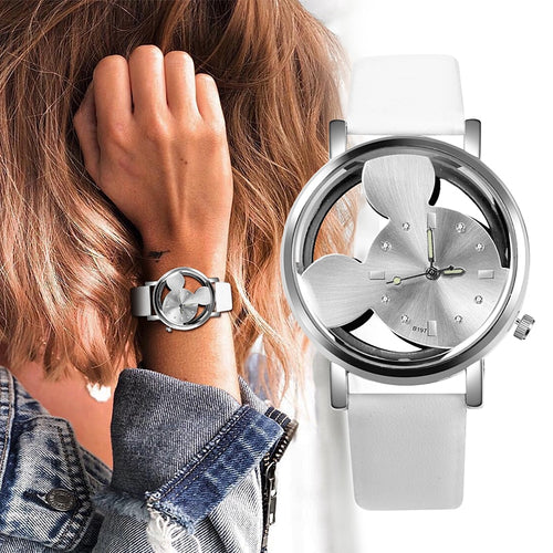 New Cartoon Watches Mickey Mouse Luxury Fashion Women's Watches Leather Ladies Watch Clock reloj mujer bayan kol saati relogio